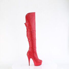Pleaser DELIGHT-3018 Cuissardes à plateforme Similicuir Rouge EU-35 / US-5