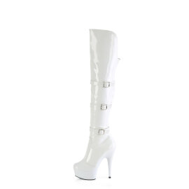 Pleaser DELIGHT-3018 Cuissardes à plateforme Revêtement laqué Blanc EU-36 / US-6
