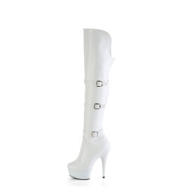 Pleaser DELIGHT-3018 Cuissardes à plateforme Similicuir Blanc EU-38 / US-8
