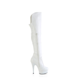 Pleaser DELIGHT-3018 Cuissardes à plateforme Similicuir Blanc EU-39 / US-9