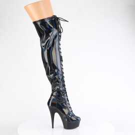 Pleaser DELIGHT-3029 Cuissardes à plateforme Revêtement laqué Holo Noir EU-35 / US-5