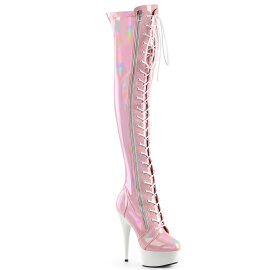 Pleaser DELIGHT-3029 Cuissardes à plateforme Revêtement laqué Rose EU-35 / US-5
