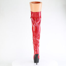Pleaser DELIGHT-3029 Cuissardes à plateforme Revêtement laqué Holo Rouge EU-35 / US-5
