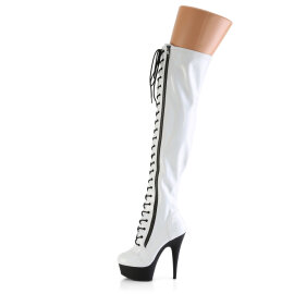 Pleaser DELIGHT-3029 Cuissardes à plateforme Revêtement laqué Holo Blanc EU-35 / US-5
