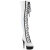 Pleaser DELIGHT-3029 Cuissardes à plateforme Revêtement laqué Holo Blanc EU-35 / US-5