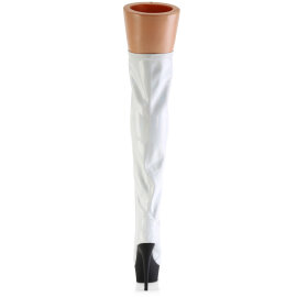 Pleaser DELIGHT-3029 Cuissardes à plateforme Revêtement laqué Holo Blanc EU-36 / US-6