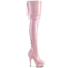 Pleaser DELIGHT-3063 Cuissardes à plateforme Revêtement laqué Rose EU-35 / US-5