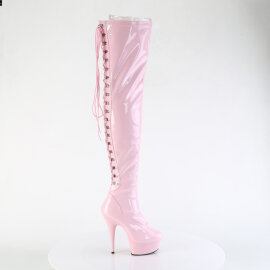 Pleaser DELIGHT-3063 Cuissardes à plateforme Revêtement laqué Rose EU-35 / US-5