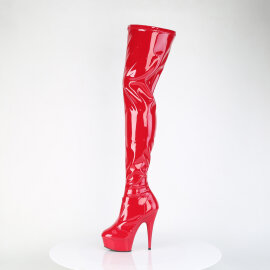 Pleaser DELIGHT-4000 Cuissardes à plateforme Revêtement laqué Rouge EU-36 / US-6