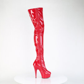 Pleaser DELIGHT-4000 Cuissardes à plateforme Revêtement laqué Rouge EU-36 / US-6