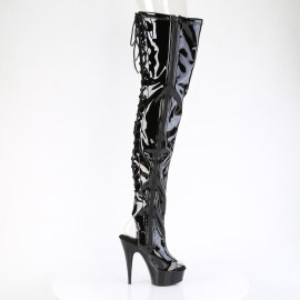Pleaser DELIGHT-4017 Cuissardes à plateforme Revêtement laqué Noir EU-41 / US-11