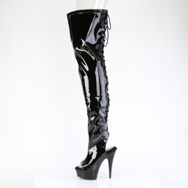 Pleaser DELIGHT-4017 Cuissardes à plateforme Revêtement laqué Noir EU-35 / US-5