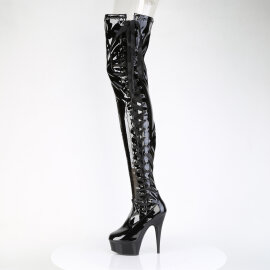 Pleaser DELIGHT-4050 Cuissardes à plateforme Revêtement laqué Noir EU-35 / US-5