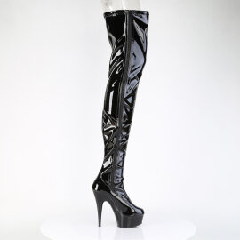 Pleaser DELIGHT-4050 Cuissardes à plateforme Revêtement laqué Noir EU-37 / US-7