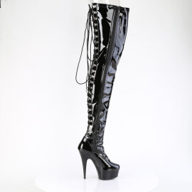 Pleaser DELIGHT-4063 Cuissardes à plateforme Revêtement laqué Noir EU-37 / US-7