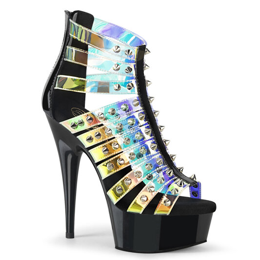 Pleaser DELIGHT-600-9 Bottines à plateforme Revêtement laqué Holo Multicolore EU-36 / US-6