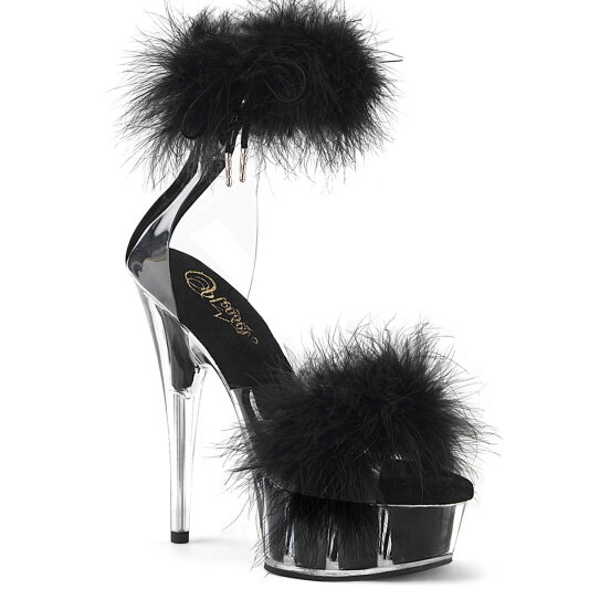 Pleaser DELIGHT-624F Sandales à plateforme Transparent Noir EU-42 / US-12