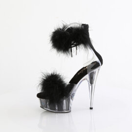 Pleaser DELIGHT-624F Sandales à plateforme Transparent Noir EU-38 / US-8