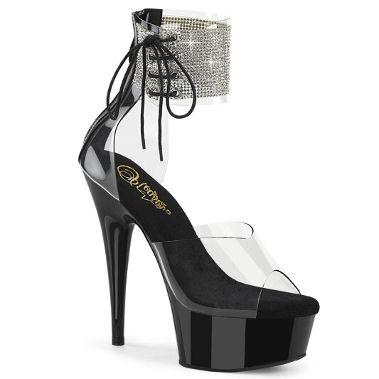 Pleaser DELIGHT-624RS Sandales à plateforme Transparent Strass EU-37 / US-7