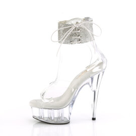 Pleaser DELIGHT-624RS Sandales à plateforme Transparent Strass Argent EU-37 / US-7