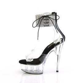 Pleaser DELIGHT-624RS Sandales à plateforme Transparent Strass Noir EU-42 / US-12