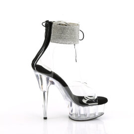 Pleaser DELIGHT-624RS Sandales à plateforme Transparent Strass Noir EU-42 / US-12