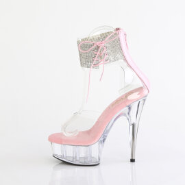 Pleaser DELIGHT-624RS Sandales à plateforme Transparent Strass Argent EU-39 / US-9