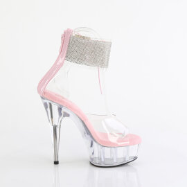 Pleaser DELIGHT-624RS Sandales à plateforme Transparent Strass Argent EU-39 / US-9