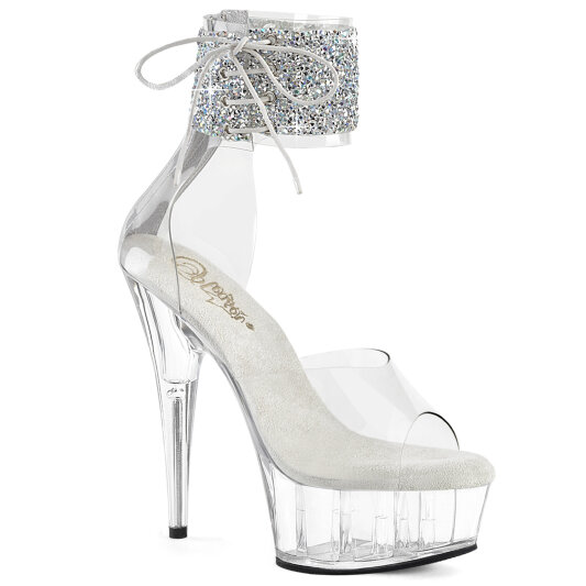 Pleaser DELIGHT-624RS-02 Sandales à plateforme Transparent Strass EU-37 / US-7