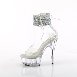 Pleaser DELIGHT-624RS-02 Sandales à plateforme Transparent Strass EU-37 / US-7