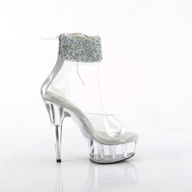 Pleaser DELIGHT-624RS-02 Sandales à plateforme Transparent Strass EU-37 / US-7