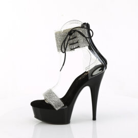 Pleaser DELIGHT-627RS Sandales à plateforme Transparent Strass Noir EU-36 / US-6