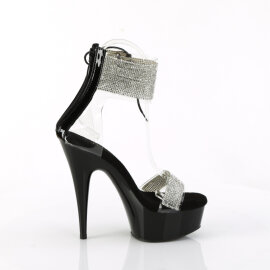 Pleaser DELIGHT-627RS Sandales à plateforme Transparent Strass Noir EU-36 / US-6