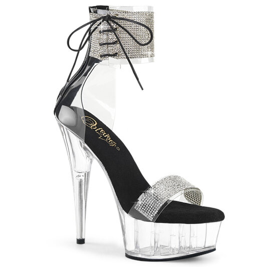 Pleaser DELIGHT-627RS Sandales à plateforme Transparent Strass EU-37 / US-7