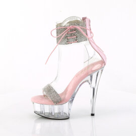 Pleaser DELIGHT-627RS Sandales à plateforme Transparent Strass Argent EU-35 / US-5