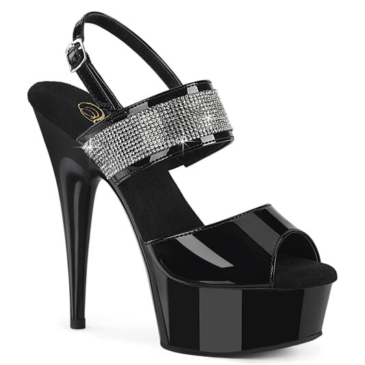 Pleaser DELIGHT-639 Sandales à plateforme Revêtement laqué Noir EU-38 / US-8