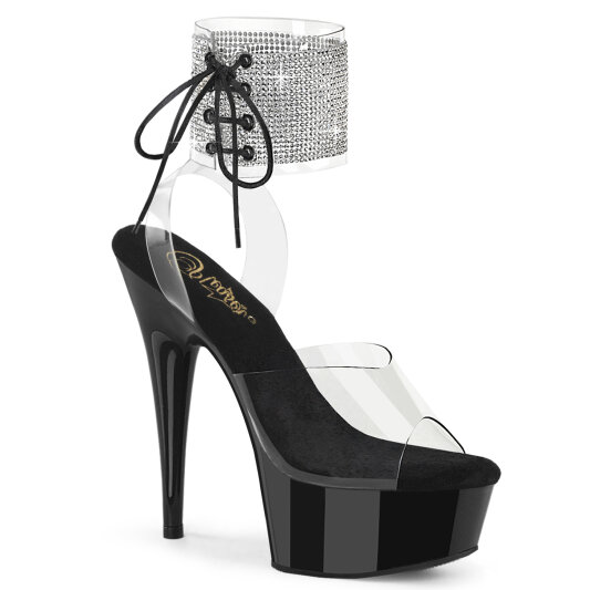 Pleaser DELIGHT-691-2RS Sandales à plateforme Transparent Strass Noir EU-35 / US-5