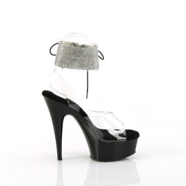 Pleaser DELIGHT-691-2RS Sandales à plateforme Transparent Strass Noir EU-35 / US-5