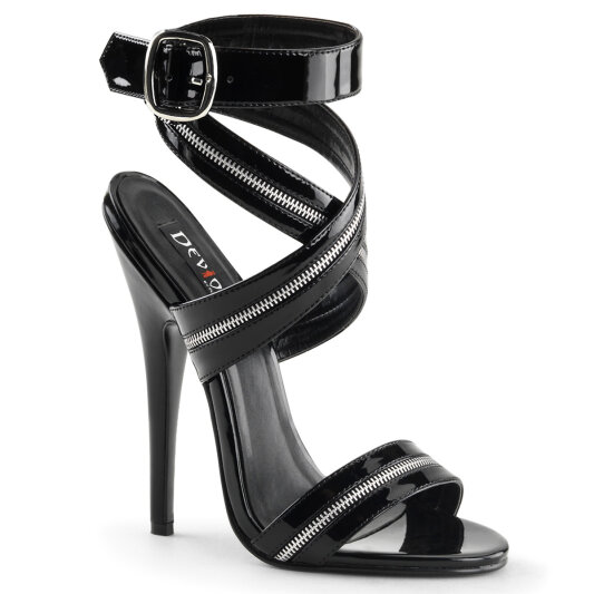 Devious DOMINA-119 Sandales Revêtement laqué Noir EU-36 / US-6