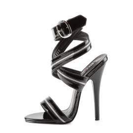 Devious DOMINA-119 Sandales Revêtement laqué Noir EU-43 / US-13