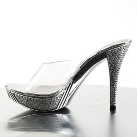Fabulicious ELEGANT-401 Mules à plateforme Chrome Transparent Argent EU-38 / US-8