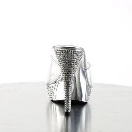 Fabulicious ELEGANT-401 Mules à plateforme Chrome Transparent Argent EU-38 / US-8