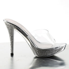Fabulicious ELEGANT-401 Mules à plateforme Chrome Transparent Argent EU-38 / US-8