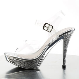 Fabulicious ELEGANT-408 Sandales à plateforme Chrome Transparent Argent EU-37 / US-7