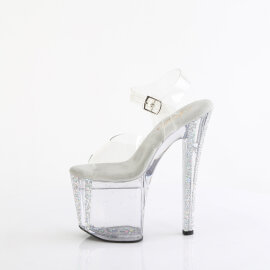Pleaser ENCHANT-708AQUA-04 Sandales à plateforme Transparent Paillettes Argent EU-38 / US-8