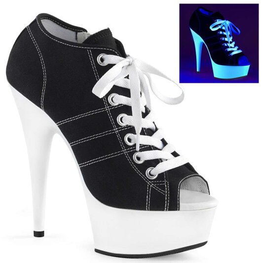 Pleaser Bottines DELIGHT-600SK-01 Noir Néon Blanc EU-35/US-5