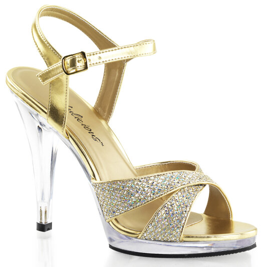 Fabulicious FLAIR-419/G/C Sandales Transparent Paillettes Or EU-36 / US-6