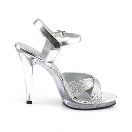 Fabulicious FLAIR-419 Sandales gothiques Transparent Paillettes Argent EU-42 / US-12