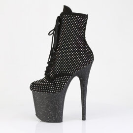Pleaser FLAMINGO-1020RM Bottines à plateforme Similicuir Strass Maille Noir EU-35 / US-5