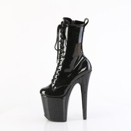 Pleaser FLAMINGO-1040GP Bottines à plateforme Revêtement laqué Paillettes Noir EU-40 / US-10